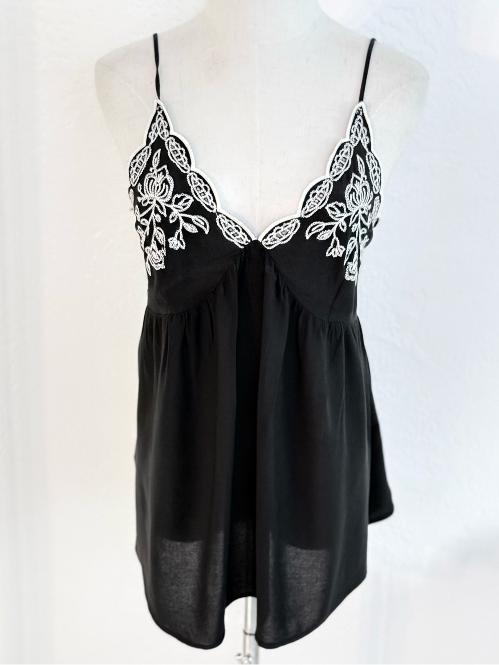 Cottagecore Embroidered Babydoll Cami Top | Love on a Hanger Y2K Dainty M Fest